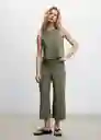 Pantalón Cintia Khaki Talla 18 Mujer Mango