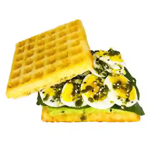 Huevo y Guacamole Waffle Sandwich