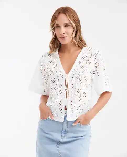 Camisa Eyelet Resort Femenino Blanco 0 Claro Talla M Chevignon