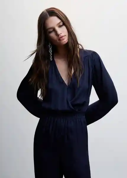 Enterizo Mono Vera Navy Talla XS Mujer Mango