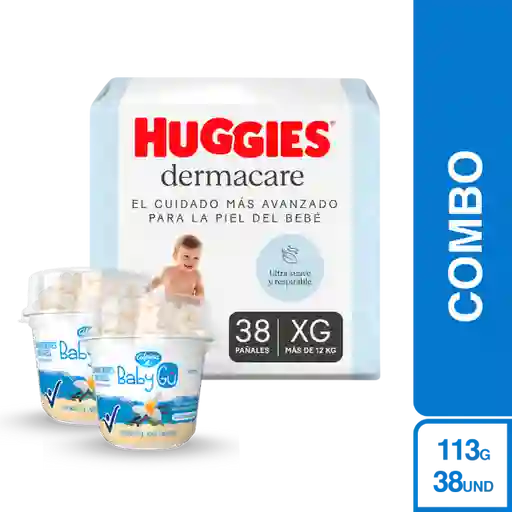 Combo Pañales Huggies Dermacare Etapa + Yogurt Baby Gu Alpina