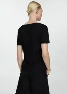 Camiseta Chalapi Negro Talla 18 Mujer Mango