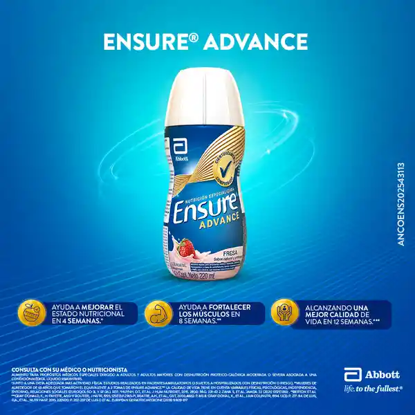 Ensure Advance Fresa Con Proteína + Hmb Líquido
