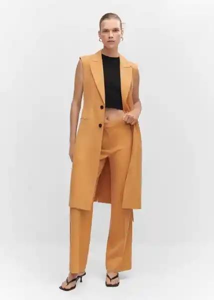 Chaleco Karibi-A Ocre Talla XL Mujer Mango