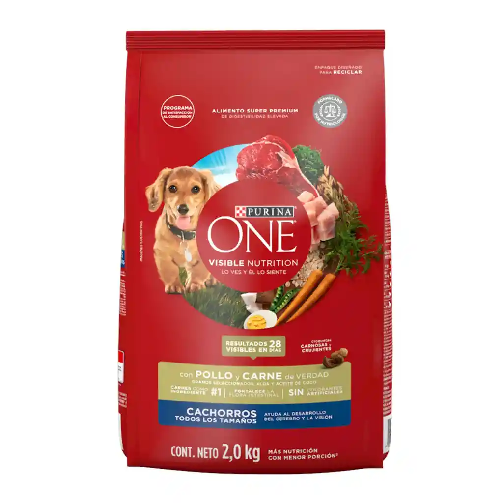 Comida para perro Purina One cachorros todos los tamaños Pollo y Carne X 2kg