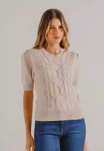 Tejido Cerrado Manga Corta M-beige