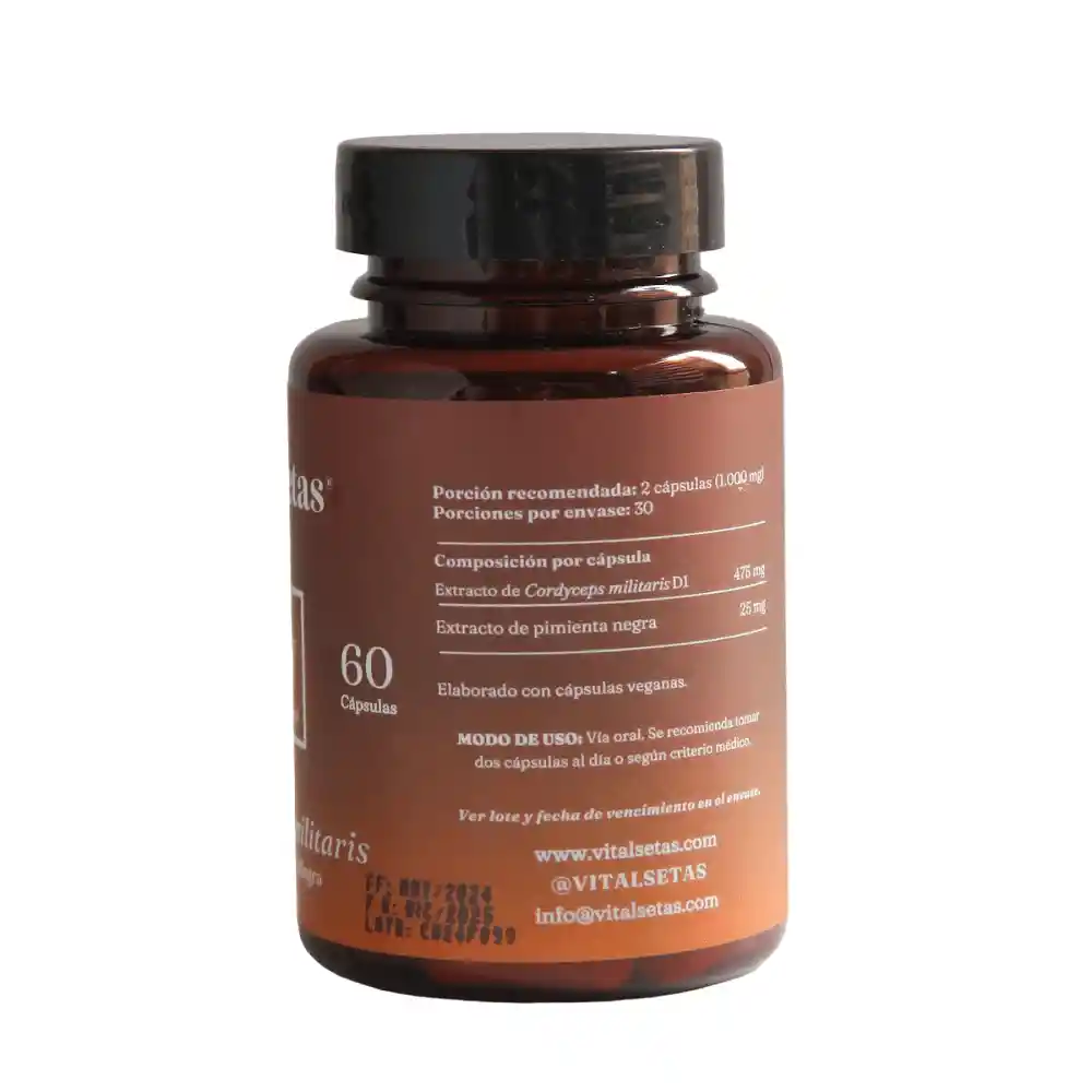 Capsulas Vitalsetas Cordyceps Pimienta Negra X 60