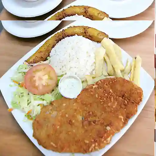 Bandeja pollo apanado