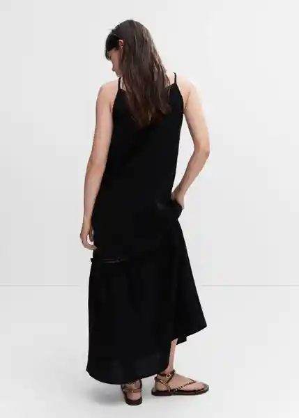 Vestido Bambula Negro Talla M Mujer Mango