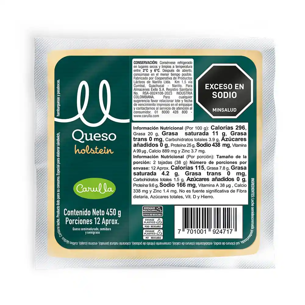 Queso Holstein Tajado Carulla