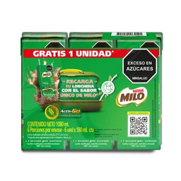 Leche achocolatada con malta MILO en cajita Pague 5 lleve 6 Unds x 180mL c/u