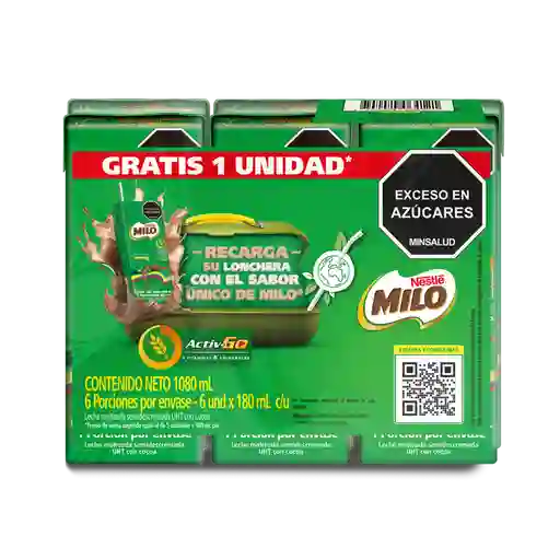 Leche Malteada MILO en cajita paga 5 lleva 6 x 180mL c/u