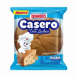 Bimbo Ponqué Casero Sabor Tres Leches con Chips de Manjar Blanco
