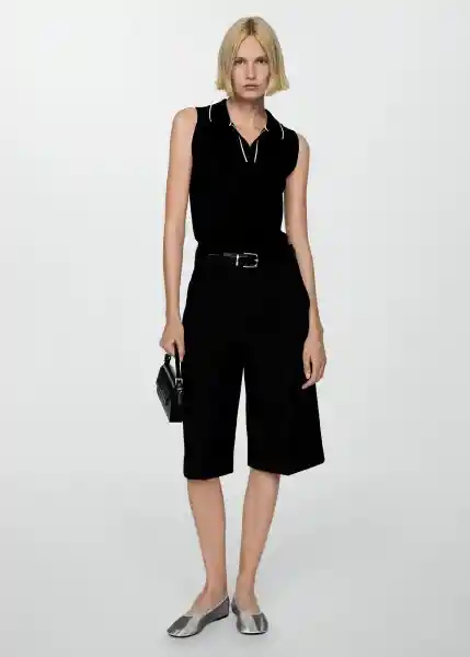 Top Verto Negro Talla L Mujer Mango