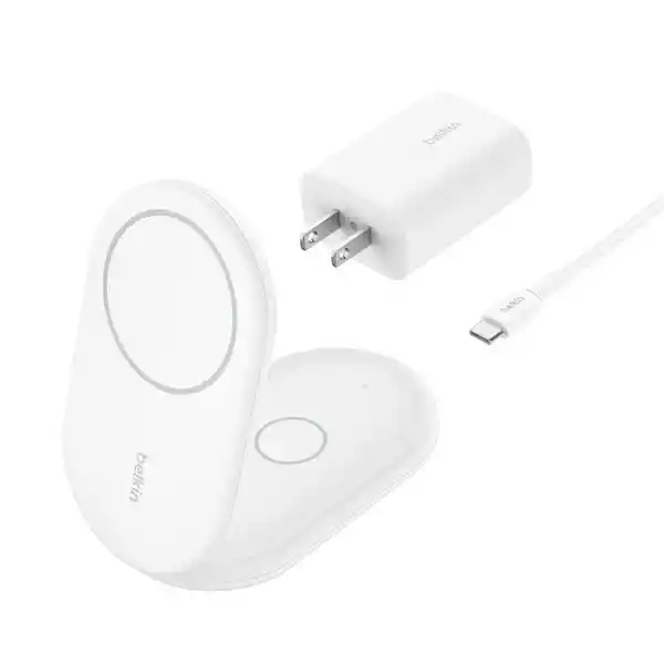 Belkin Base de Carga Magnética 2 en 1 Qi2 15W - Blanco