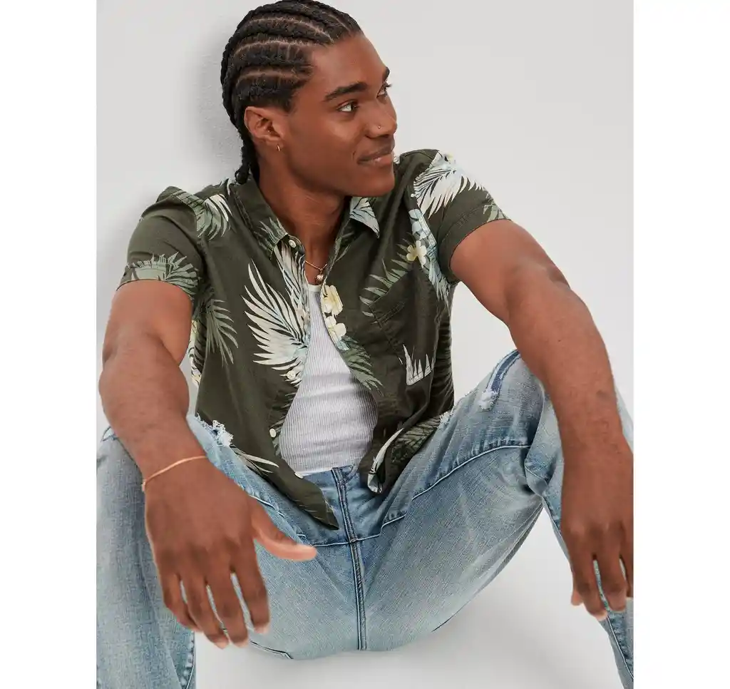 Camisa Hombre Verde Talla MEDIUM 400387120061 American Eagle