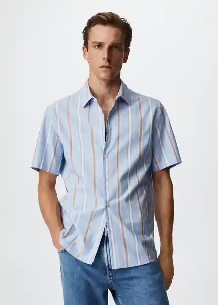 Camisa Stripe 1-H Azul Talla XS Hombre Mango