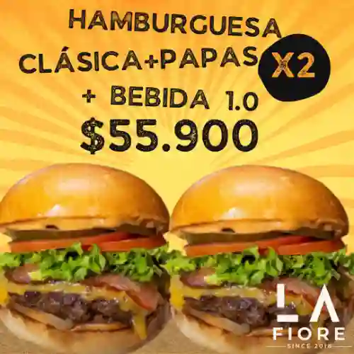 Combo Hamburguesa Clasica X2