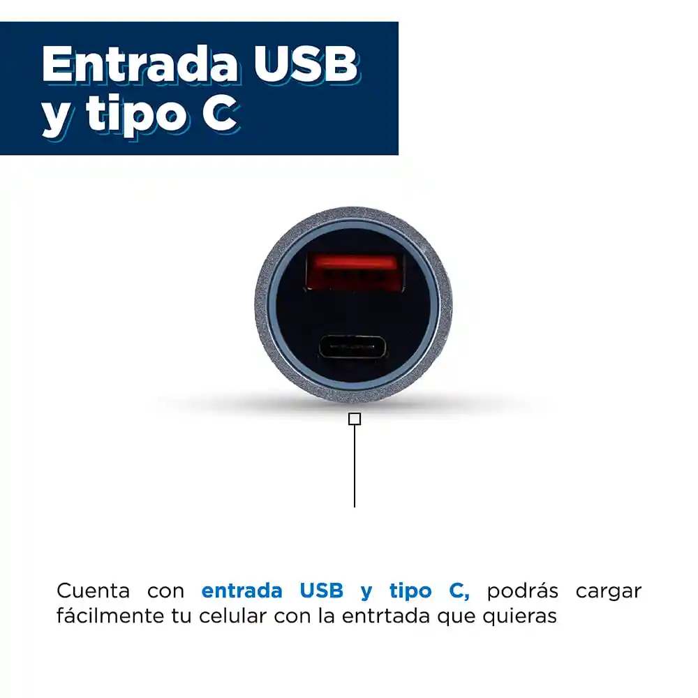 Cargador Puerto Cargador de Automóvil Rápido Plateado Miniso