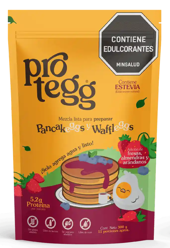Protegg Mezcla Pancakes y Waffles Fresas Almendras y Arándanos