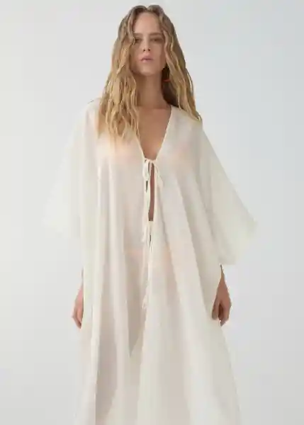 Kimono Caftan Saopaulo Blanco Talla 99 Mujer Mango