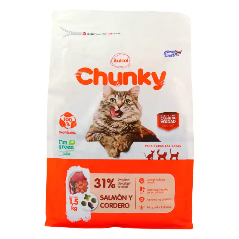 Chunky Alimento para Gato Adulto Sabor Cordero y Salmón
