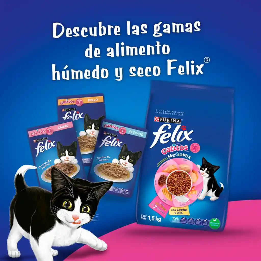 Comida para Gatitos Purina Felix Megamix x 1,5kg