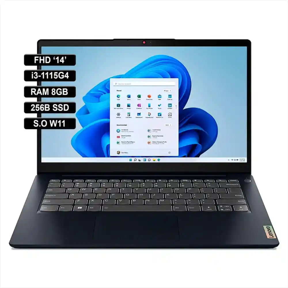 Portátil Lenovo 14' Intel I3 1115g4 Ram 8gb 256gb Ssd Azul