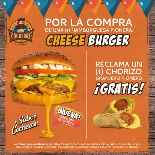 Cheese burger 250g + chorizo granjero