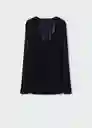 Saco Cardigan Ripped Negro Talla L Mujer Mango