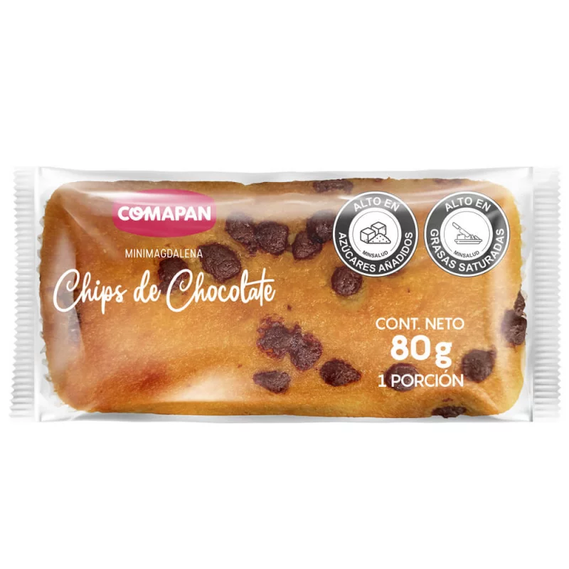 Comapan Ponqué Mini Magdalena Chips de Chocolate 80 g