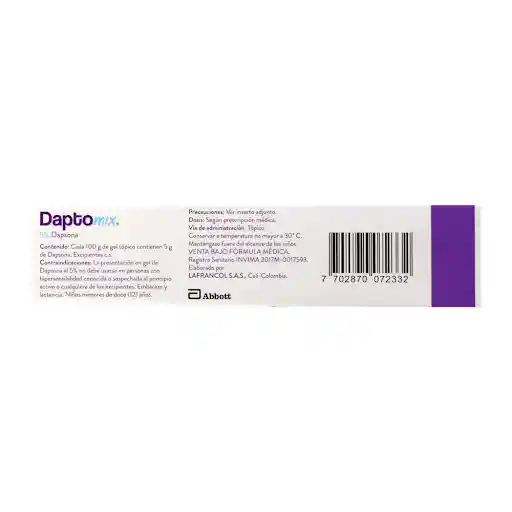 Daptomix Abbott Gel 5% Dapsona Tubo X 20Gr
