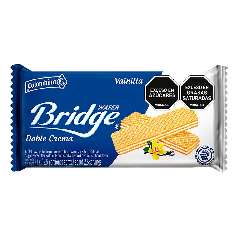 Bridge Galletas Wafer Leche con Crema Sabor a Vainilla