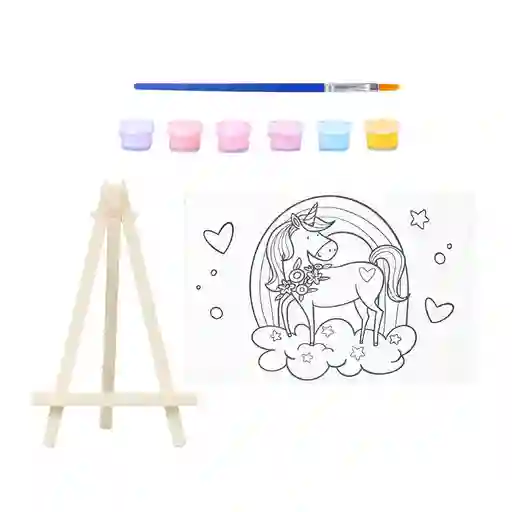 Miniso Kit de Pintura Mini Con Colores y Pincel de Unicornio