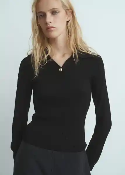 Saco Jersey Button Negro Talla S Mujer Mango