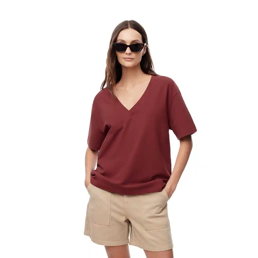 Camiseta Manga Corta Cuello V en Algodon Lihip Gef Talla L