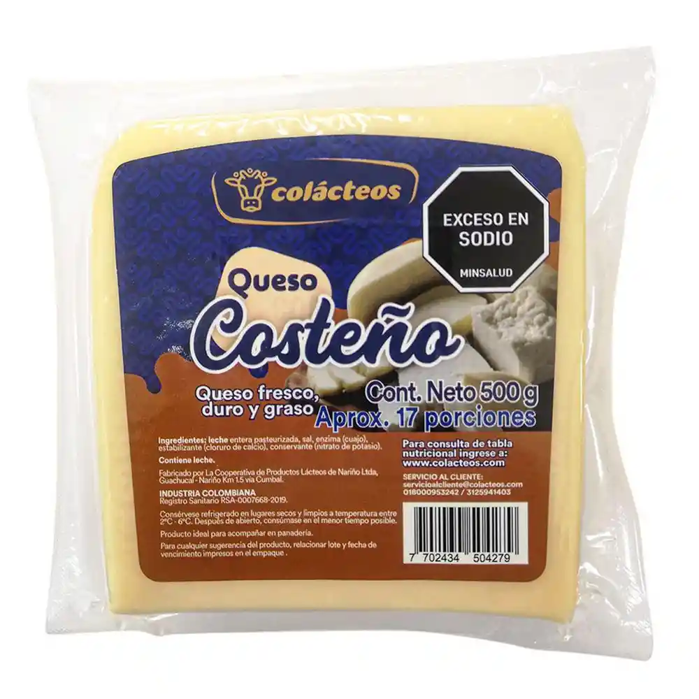 Queso Colacteos Fresco Duro y Graso (500 Gr)