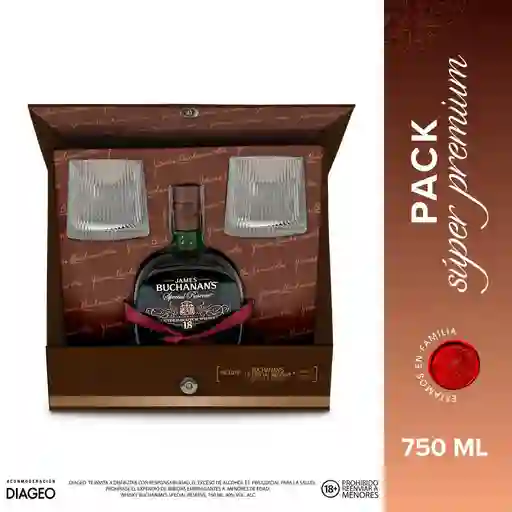 Whisky Buchanan S Reserva Especial +2 Vasos de Regalo 18 Años (750 Ml)