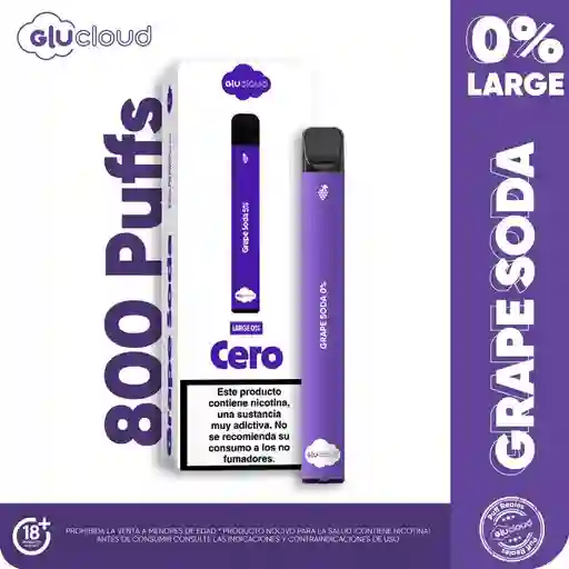 Glucloud Vapeador Grape Soda 0% Nicotina Large 800 Puff