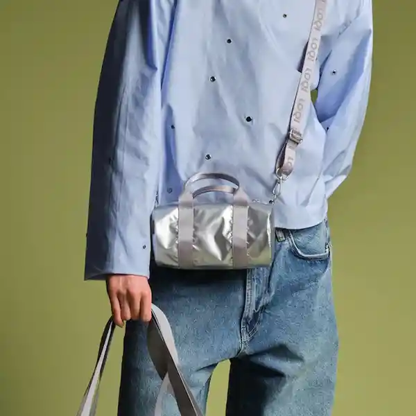Loqi Bolsa Duffel Pequeño Ligero Gris Metalizado