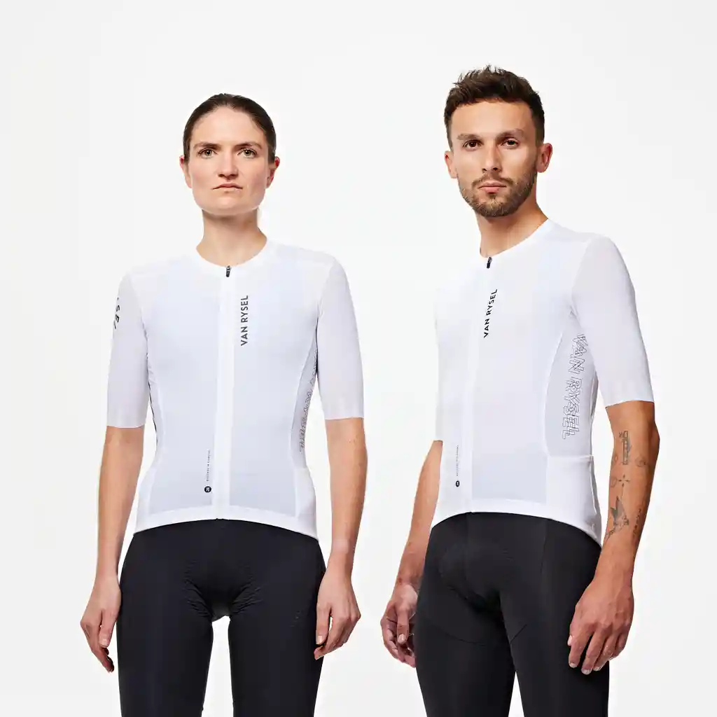 Jersey Ciclismo de Ruta Unisex Van Rysel Racer 2 Manga Corta Blanco