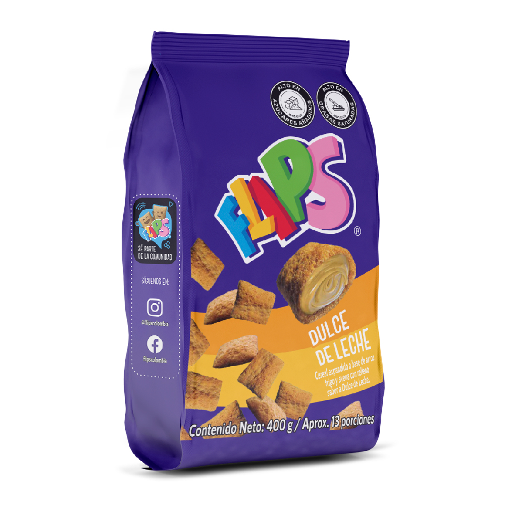 Flips Cereal Relleno con Dulce de Leche 400 g