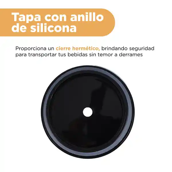 Vaso Plástico Con Tapa Abatible de Letter Negro 500 mL Miniso
