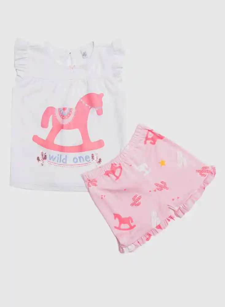 Pijama Corta-corta Bebita 9/12meses-blanco