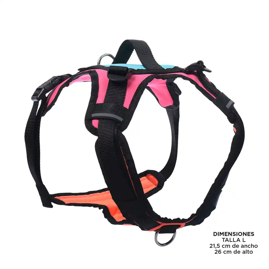 Arnés Pechera Para Perro Rex L Azul/rosado/naranja