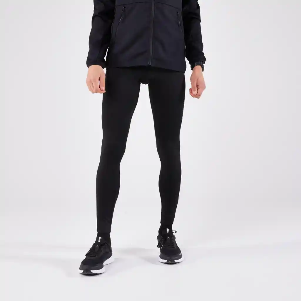 Pantalón de Licra Cálido de Running Hombre - Kiprun Run 100 Warm Negro