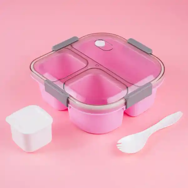 Contenedor Comida 3 Compartimentos Morado 1200 mL Serie Miniso