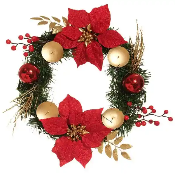 Corona Adviento Rojo Dorado 35 cm 831-Mxmas67-2533 Finlandek