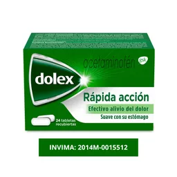 Dolex Analgésico Alivio Dolor y la Fiebre (500 mg) 24 Tabletas