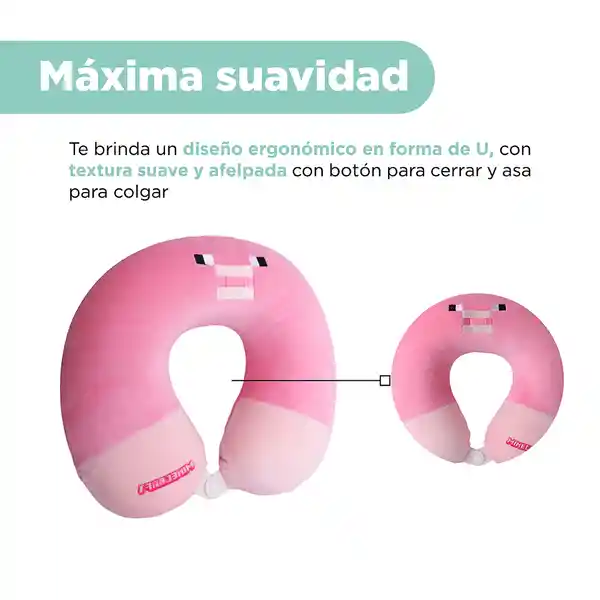 Almohada de Viaje Para el Cuello de Espuma Minecraft Rosa Miniso